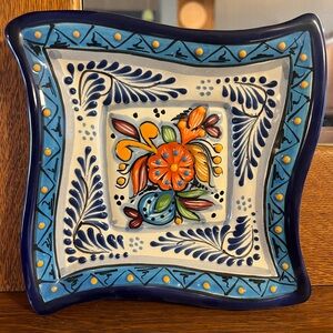 Hand Crafted Mexican Talavera Pottery Square 8” Plate
